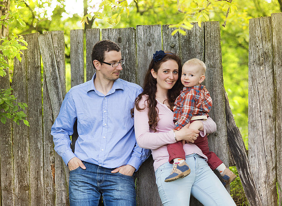 Garden Father and Mother with Baby